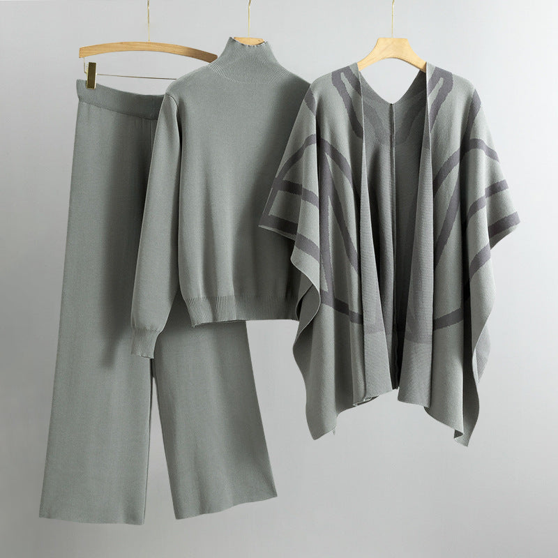 Chloé Montclair earthy-tone knit set women open cardigan wide-leg pants cozy autumn ensemble