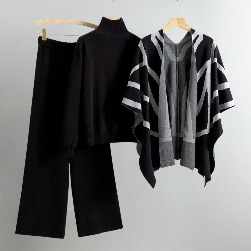 Chloé Montclair earthy-tone knit set women open cardigan wide-leg pants cozy autumn three-piece