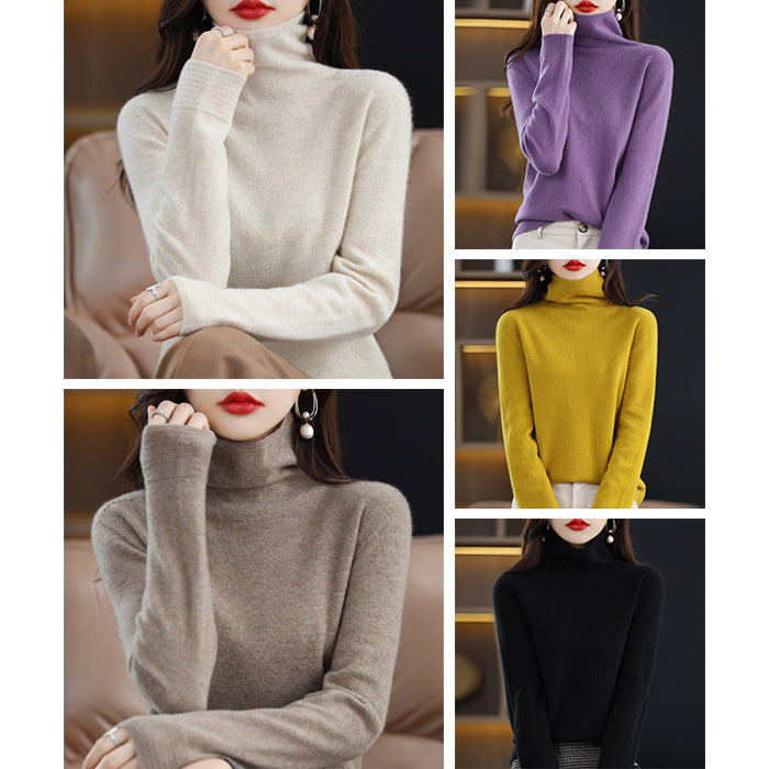 Chloé Montclair ivory wool blend turtleneck sweater with glamorous knit texture for women