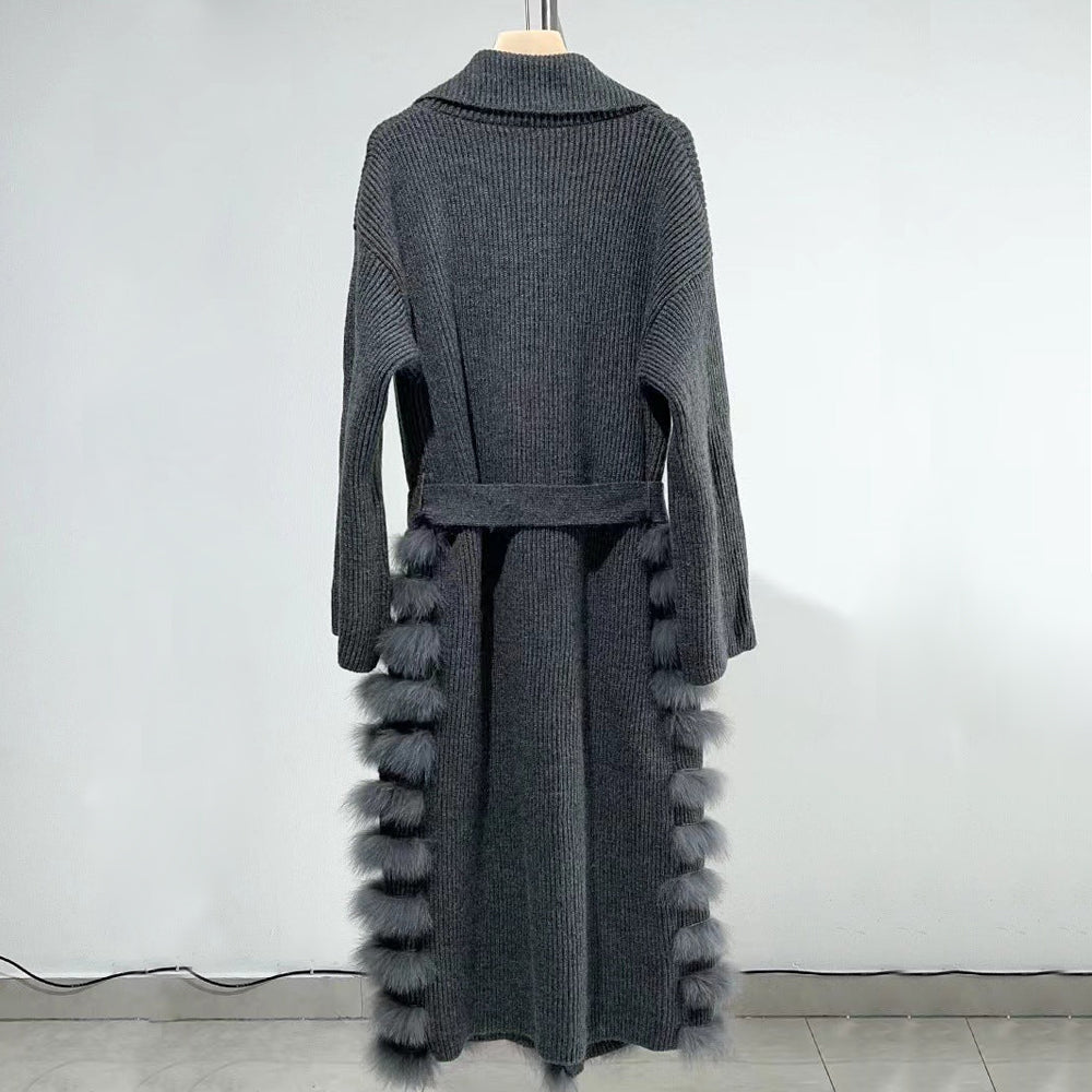 Chloé Montclair women's wool cardigan with faux fur hem, elegant winter layering piece