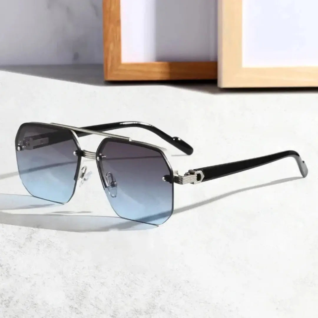 Chloe women's rimless sunglasses with gradient lenses, matte temples, and adjustable nose pads