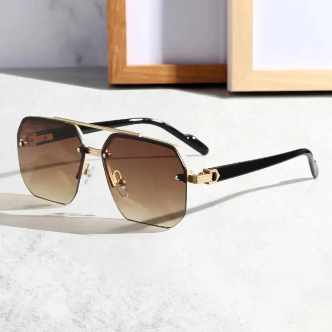 Chloe women's rimless sunglasses with gradient lenses, matte temples, and adjustable nose pads