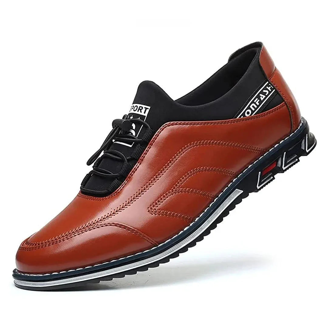 Men's Chris lace-up glossy faux leather sneakers with elastic collar for all-day comfort