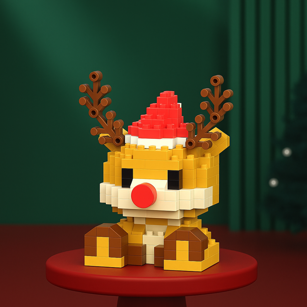 Buildable Christmas figurine set with Santa sleigh reindeer and tree family holiday mini construction toy