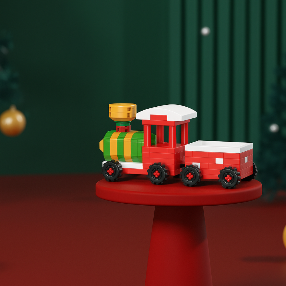 Buildable Christmas figurine set with Santa sleigh reindeer and festive tree family mini construction toy
