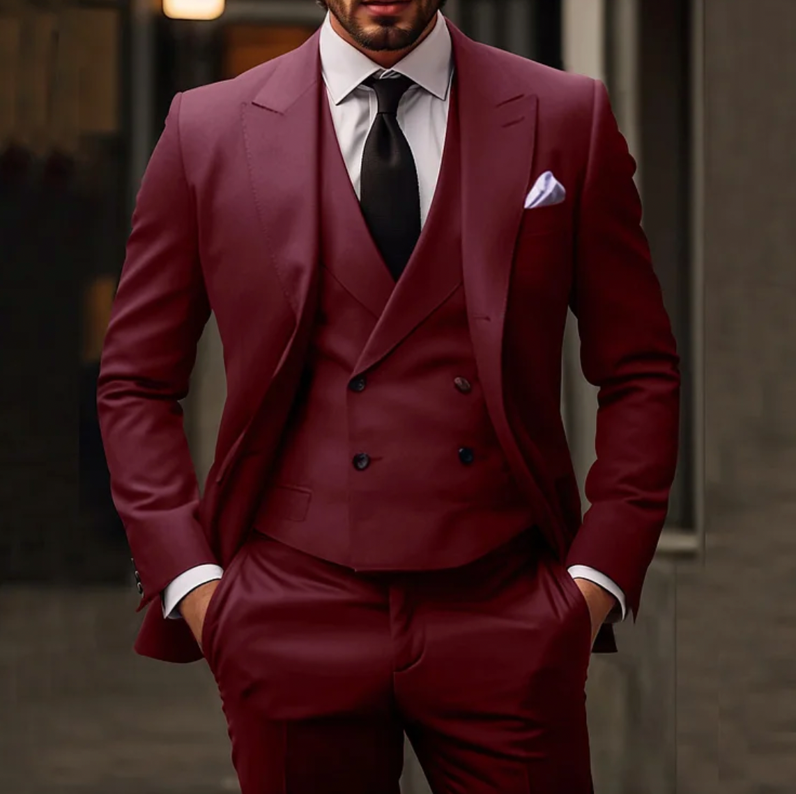 Elliot slim fit three-piece suit men charcoal tailored jacket vest trousers formal sharp silhouette
