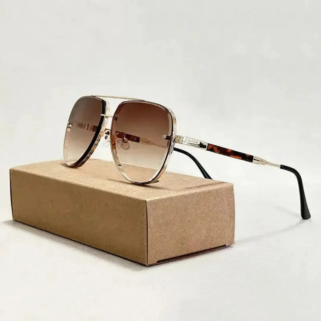 Chynna unisex gradient aviator sunglasses bold double bridge metal frame UV400 lenses