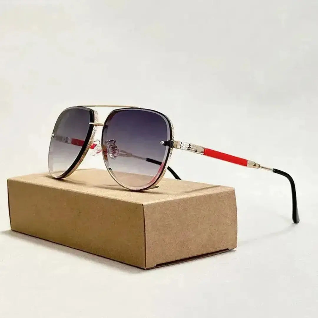 Chynna unisex gradient aviator sunglasses with bold double bridge metal frame and UV400 lenses