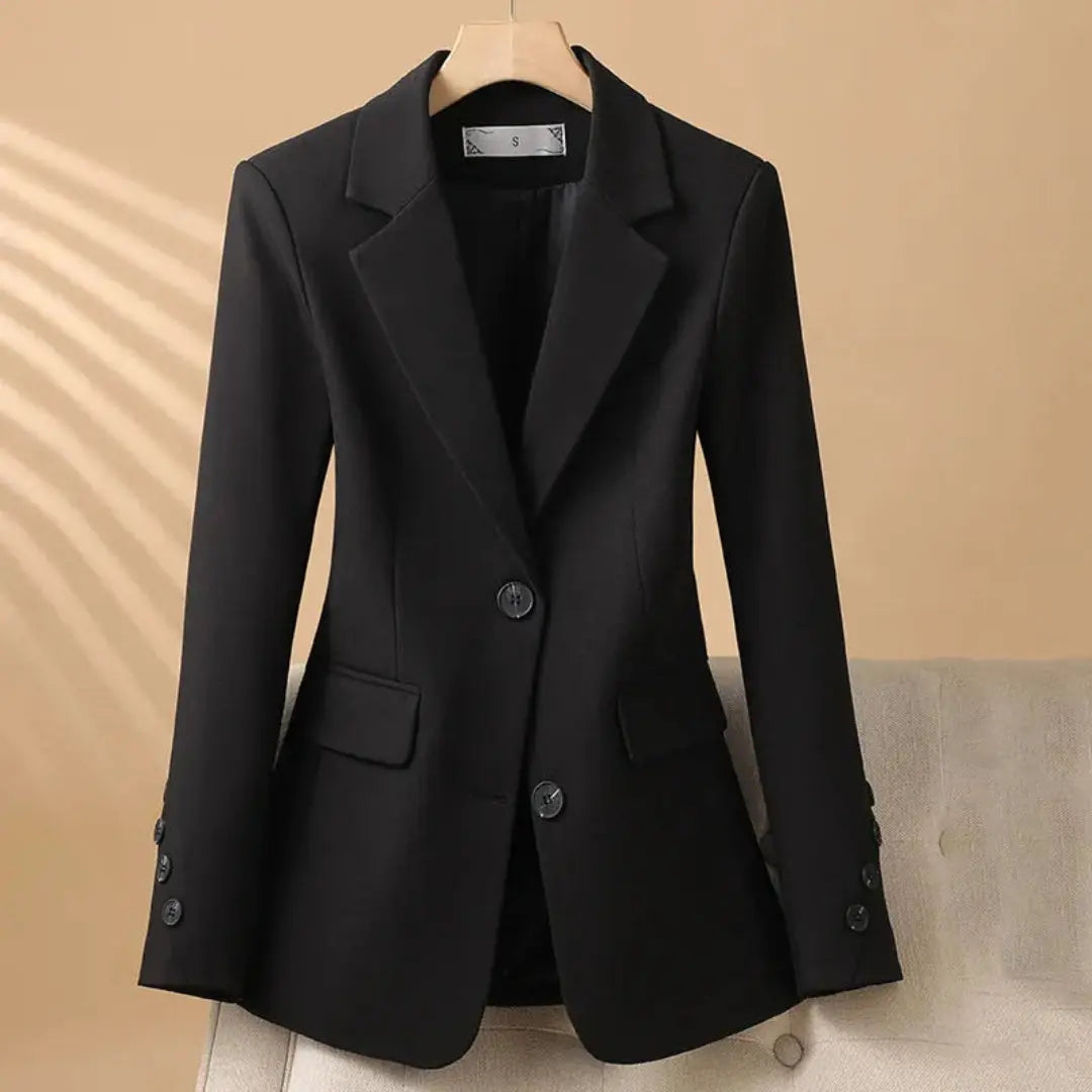 Women's tailored button blazer structured silhouette polished workwear versatile smart-casual fit