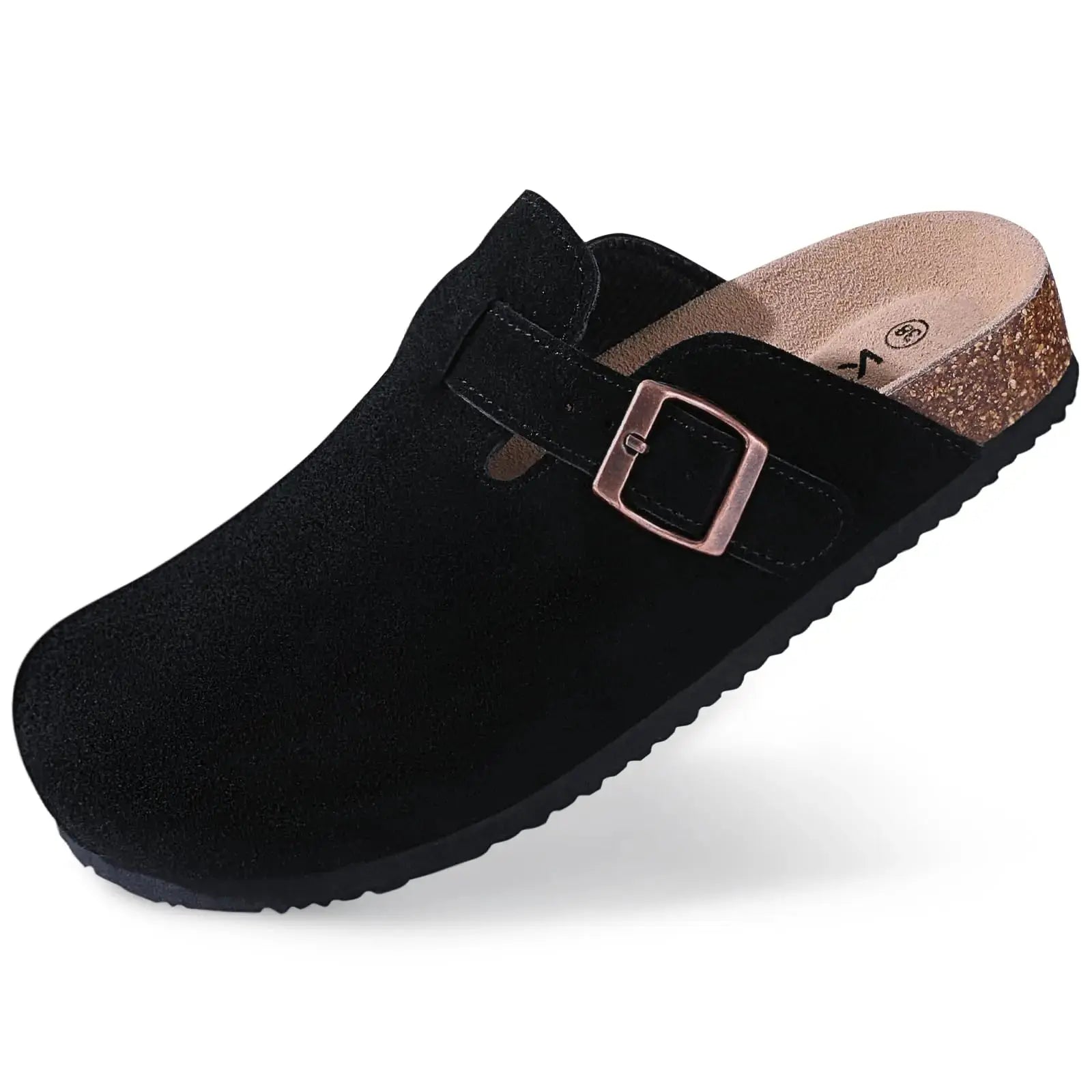 Women's classic slip-on clogs in neutral tones with cork footbed and deep heel cup support