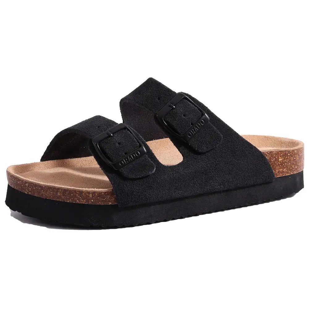Women's classic slip-on clogs in neutral tones with cork footbed and deep heel cup support