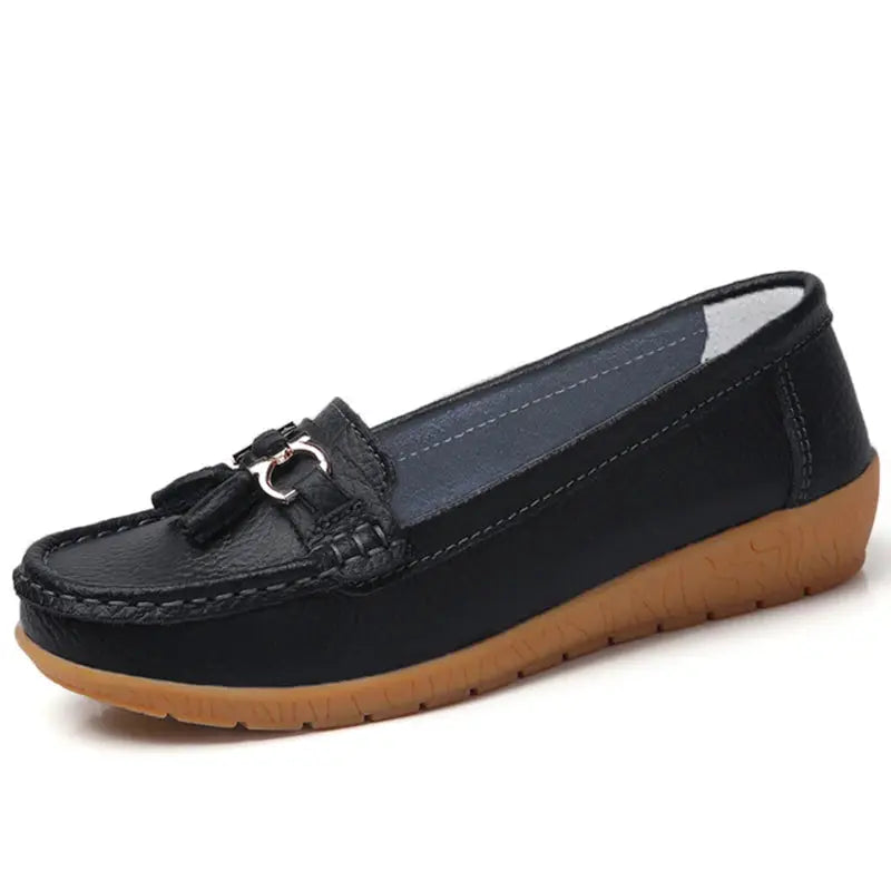 Women's classic slip-on loafers soft faux leather streamlined silhouette ideal for office professionals
