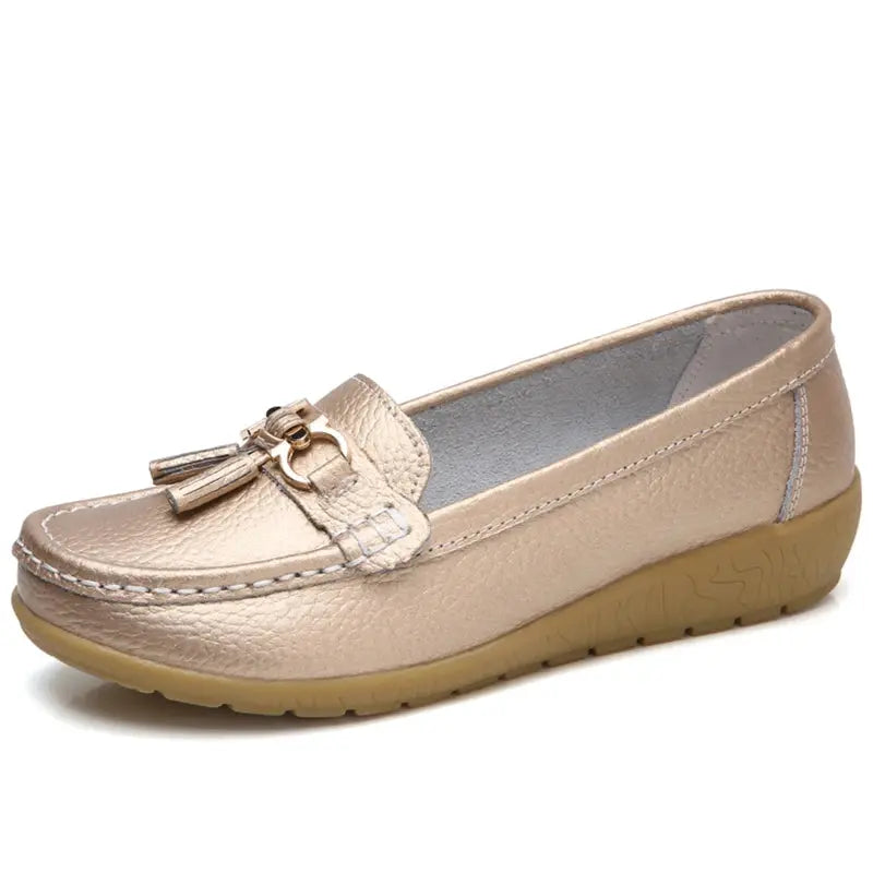 Women's classic slip-on loafers in soft faux leather sleek silhouette for all-day office comfort