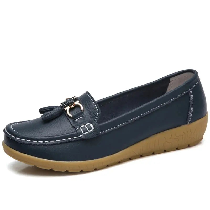 Women's classic slip-on loafers soft faux leather sleek silhouette polished style for office professionals