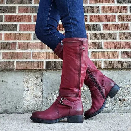 Women's black round toe knee-high boots in microfiber, timeless silhouette for all-day comfort