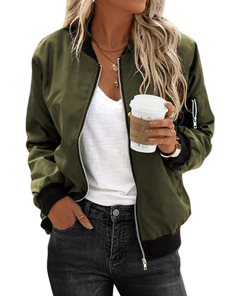 Rinna classic bomber jacket everyday style pocketed durable comfort modern professionals