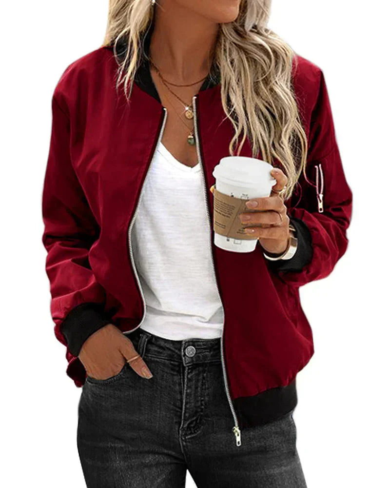 Rinna classic bomber jacket everyday style pocketed durable outerwear for modern professionals