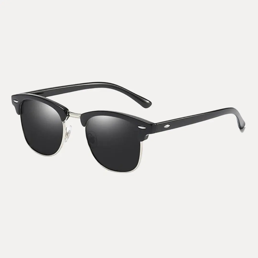 Classic half-frame polarized sunglasses with UV400 protection, lightweight vintage-inspired design for outdoor wear