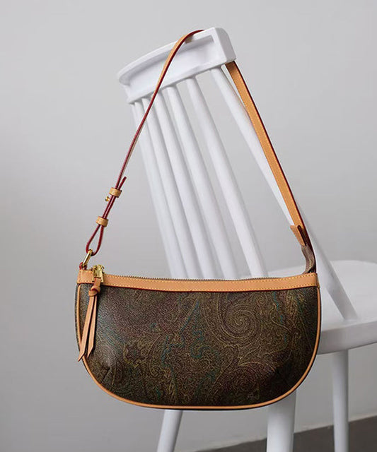 Sac hobo élégant en cuir jacquard marron solide et durable - Urbann-Vibe