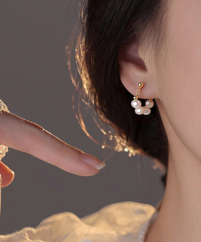 Boucles d'oreilles créoles élégantes en argent sterling doré et perles - Urbann-Vibe