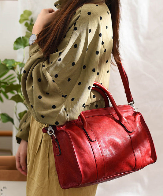 Sac fourre-tout en cuir rouge élégant de grande capacité - Urbann-Vibe