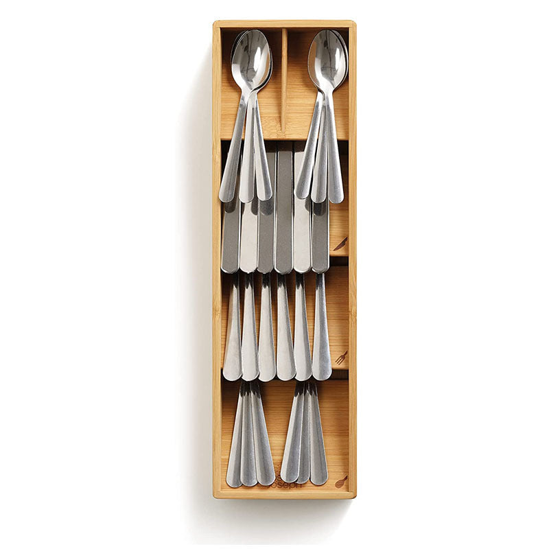 Minimalist Bamboo Cutlery Organizer with Multi-Compartment Design - Urbann-Vibe