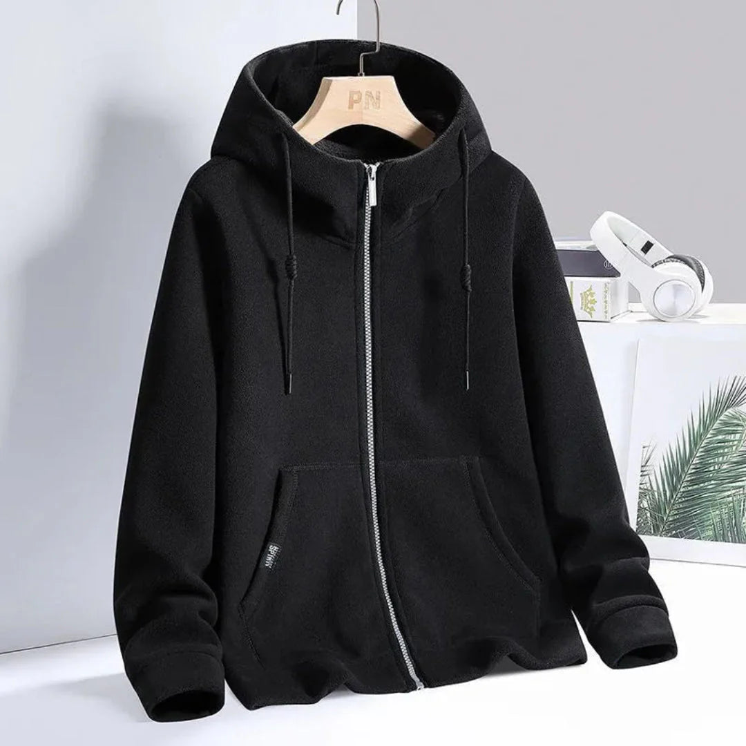 Cloud ultra-soft fleece full-zip hoodie in cozy plush fabric with adjustable hood for lounging