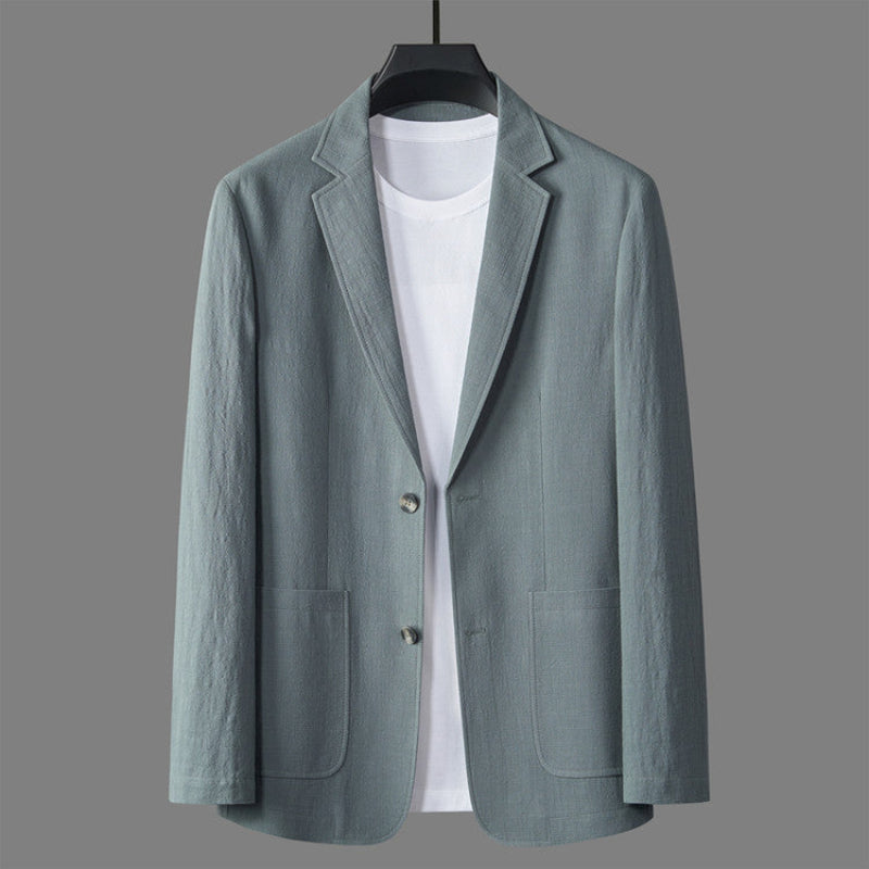 Coastal Ease linen blazer relaxed fit lightweight breathable summer professional style warm neutral