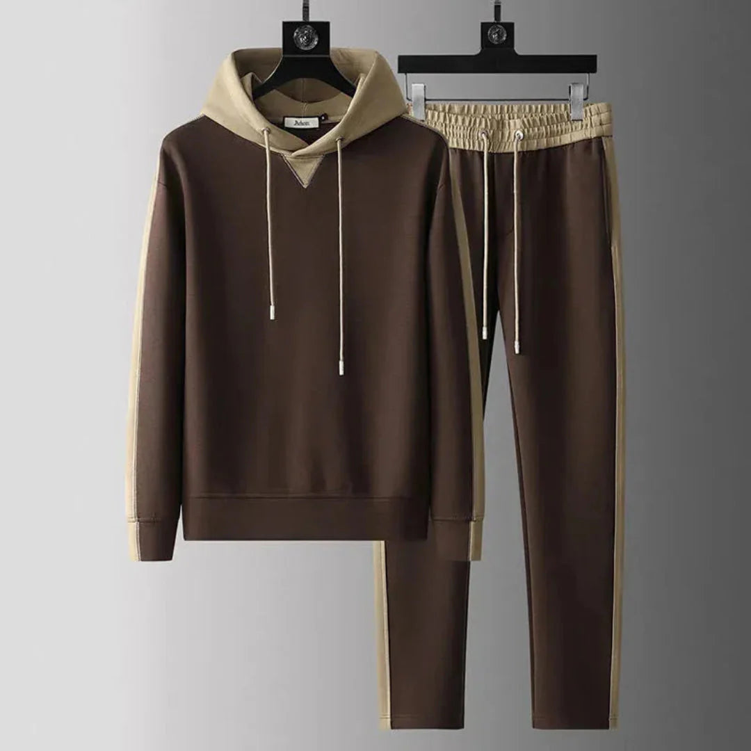 Men's two-piece cotton set subtle two-tone contrast tailored minimalist relaxed fit breathable fabric