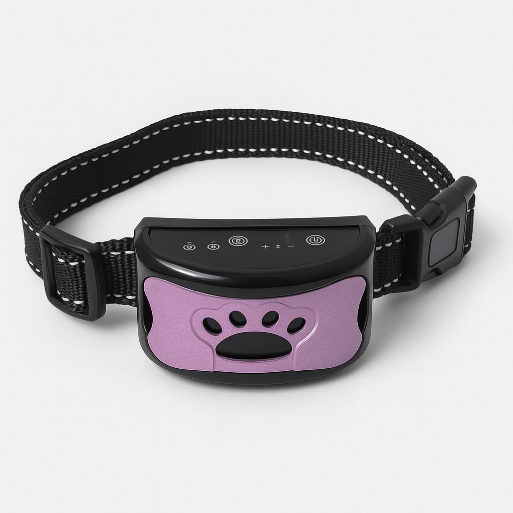 Humane anti-bark dog collar nylon no-shock automatic vibration sound deterrent training aid