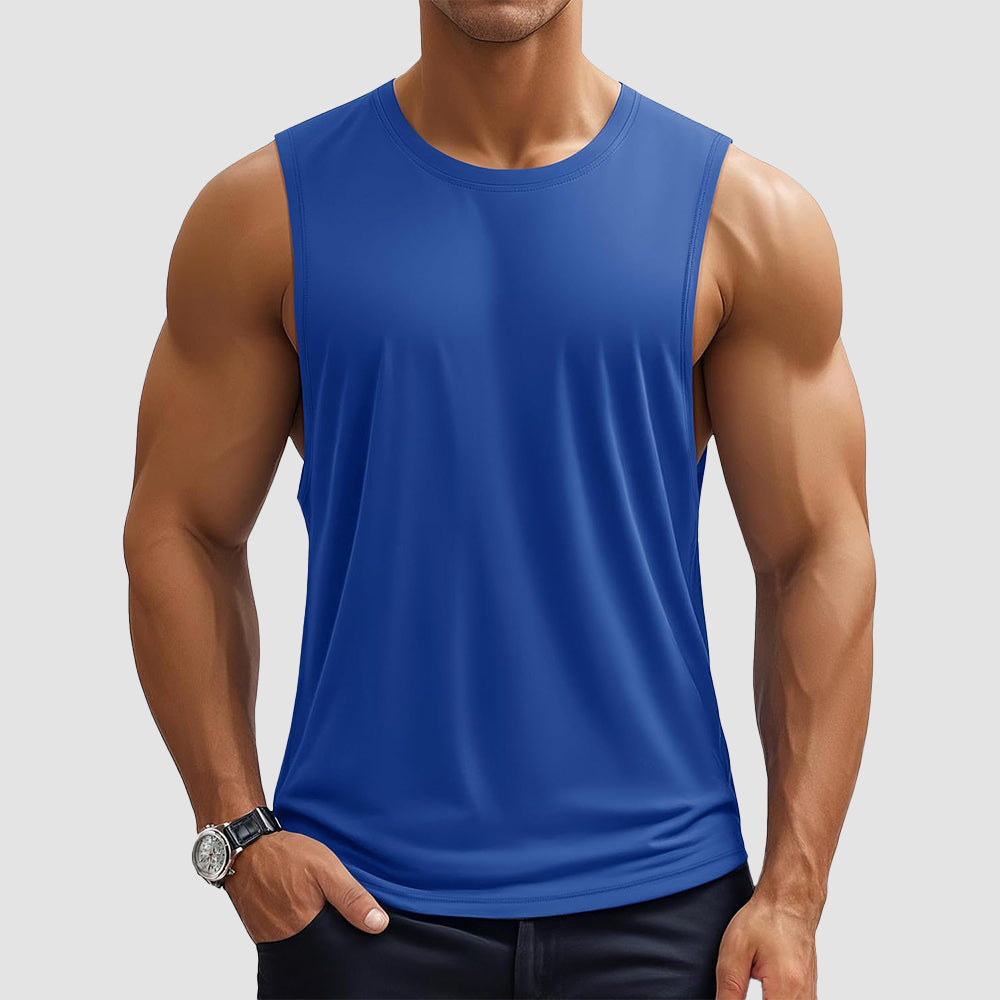 Men's quick-dry sleeveless gym tank top lightweight breathable moisture-wicking workout shirt