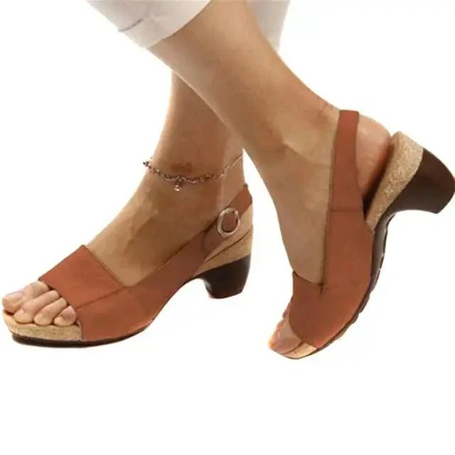 Women's nude slingback heels elegant low block heel supportive strap everyday comfort