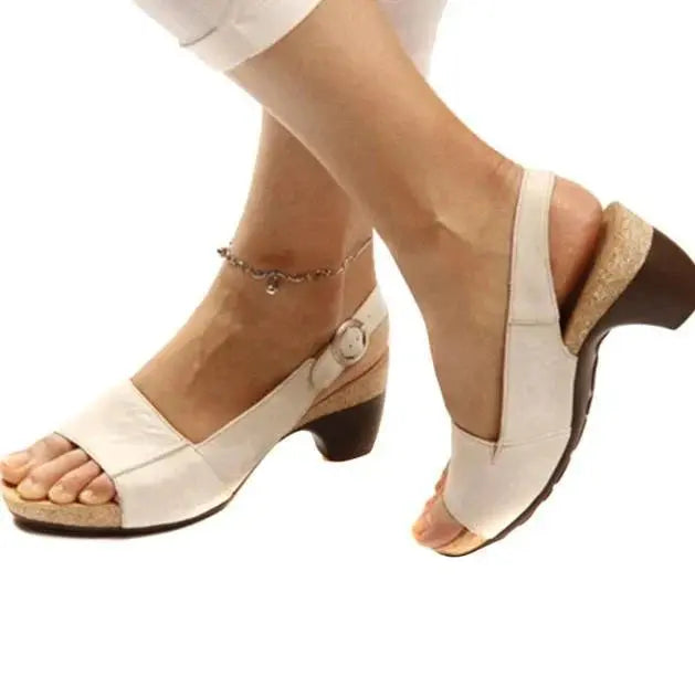 Women's nude slingback heels with supportive block heel, elegant design for all-day comfort