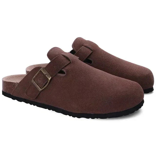 Men's brown suede slippers Old Money style with soft luxurious finish and classic elegant silhouette