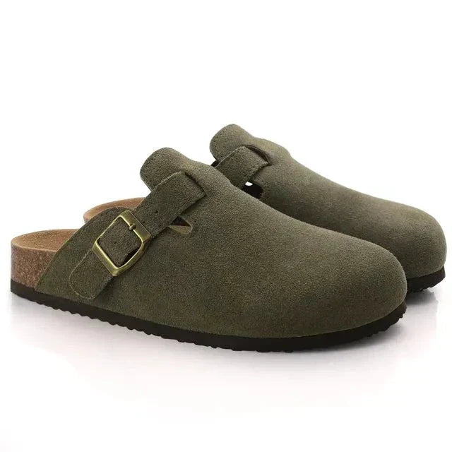 Men's brown suede slippers Old Money style with classic silhouette and luxurious soft finish