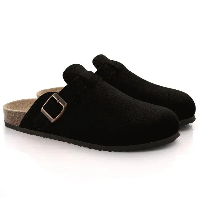 Men's brown suede slippers Old Money style with classic elegant silhouette for smart-casual wear