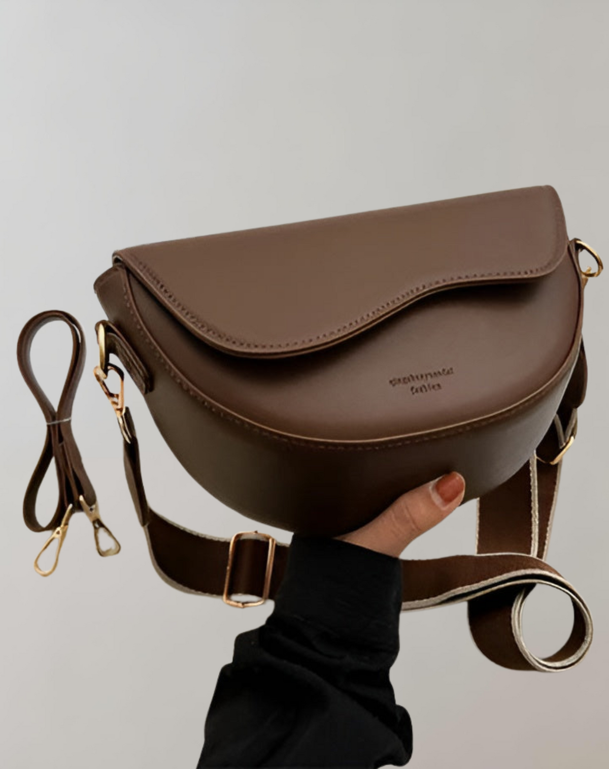 Emma compact half-moon vegan leather crossbody bag for women sleek minimalist daily essential