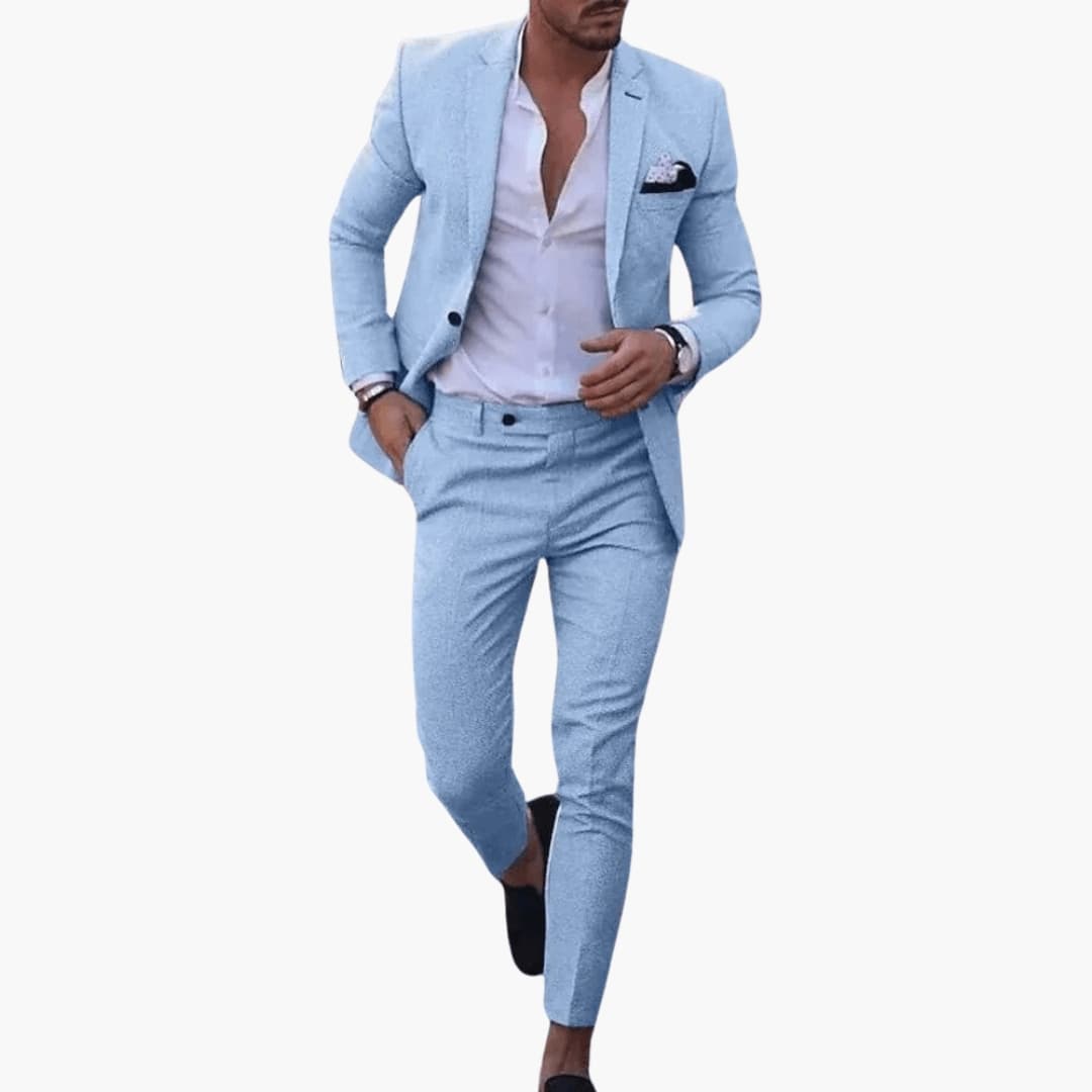 Men's slim-fit executive suit set navy coordinated jacket pants professional office wear