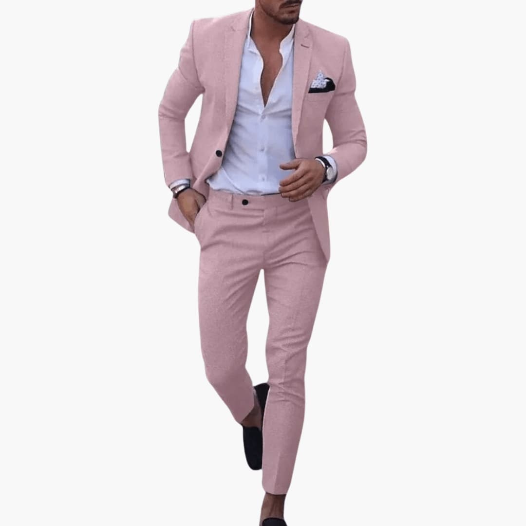 Men's slim-fit executive suit set, coordinated jacket and pants in classic professional cut