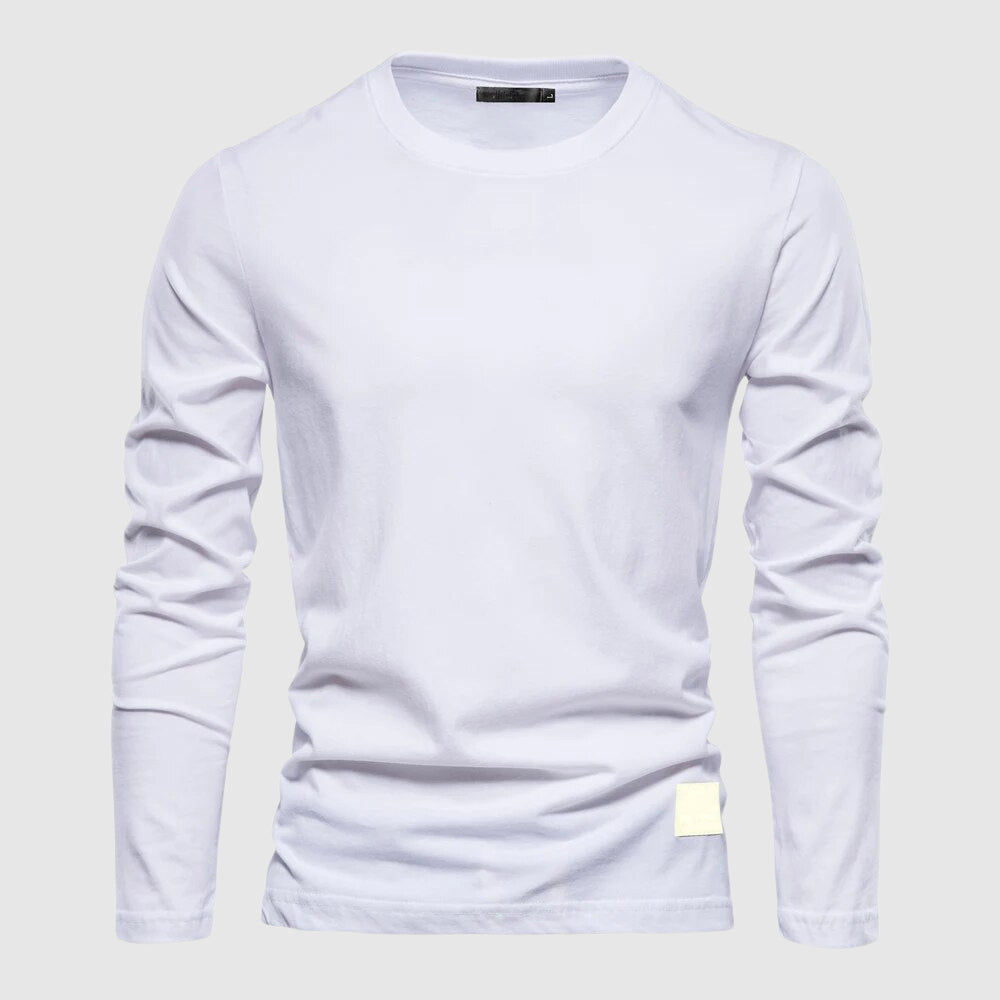 White classic long-sleeve premium cotton dress shirt by Alessandro Veneti with refined everyday fit
