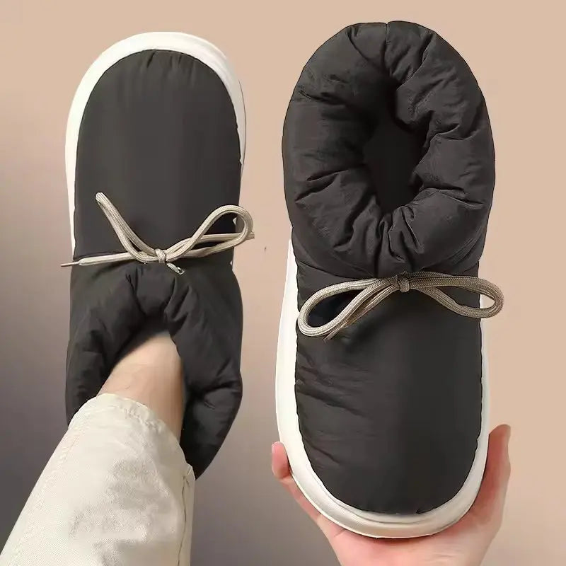 Women's cozy high-top slippers faux wool lining lightweight EVA sole warm home footwear