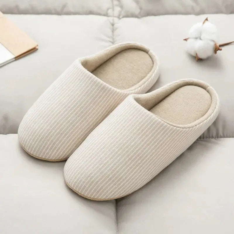 Women's plush house slippers soft cotton upper cushioned EVA sole non-slip indoor comfort warmth