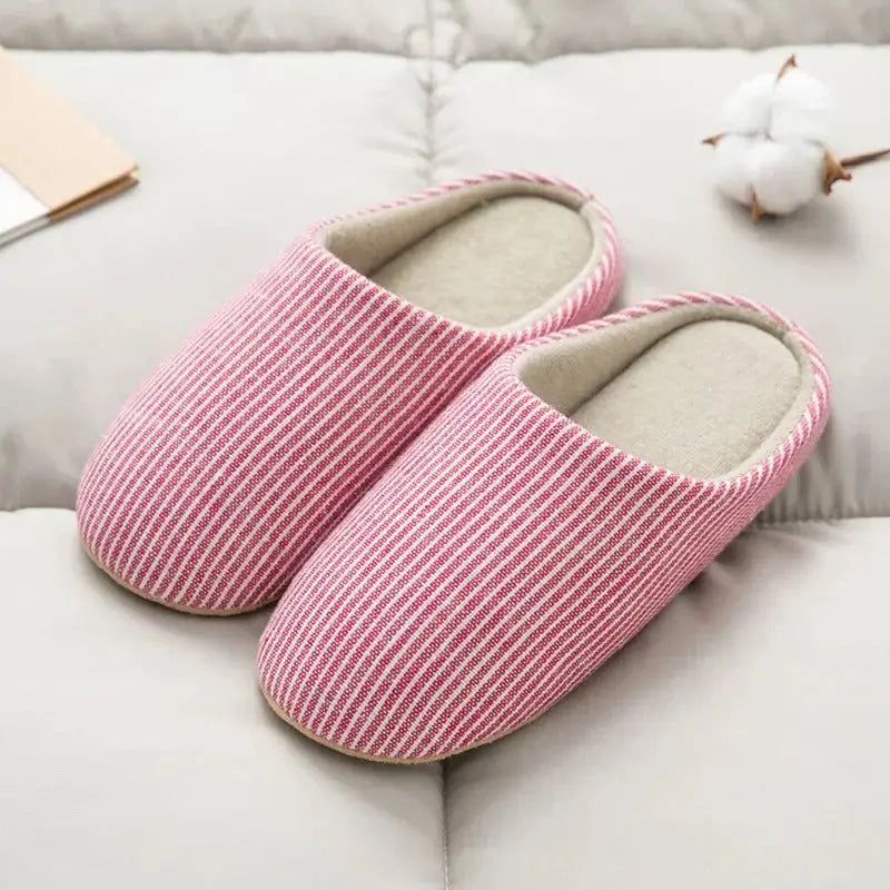 Women's plush house slippers soft cotton upper cushioned EVA sole non-slip indoor comfort warmth