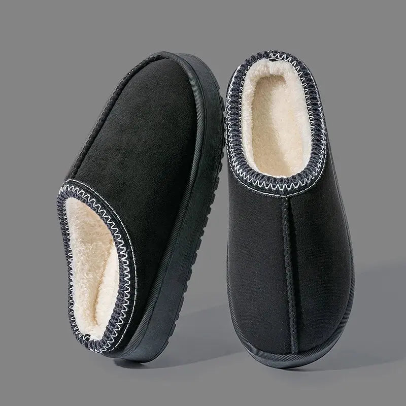 Women's cozy plush slippers with thick non-slip EVA sole for indoor outdoor comfort