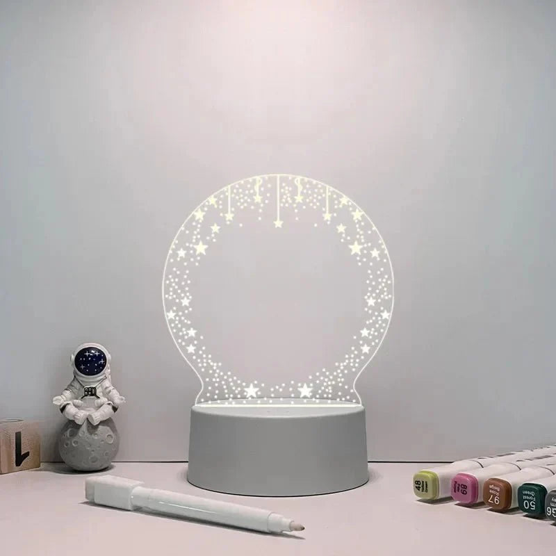 Customizable acrylic LED message board lamp transparent display soft glow cozy home decor nightstand