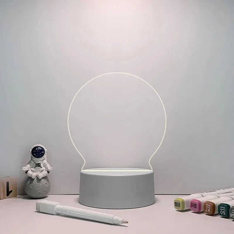 Customizable acrylic LED message board lamp transparent display soft glow cozy home decor nightstand