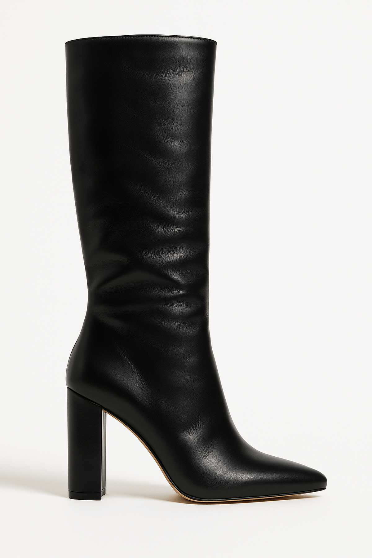 Women's black pointed toe high heel boots with sleek silhouette for all-day comfort