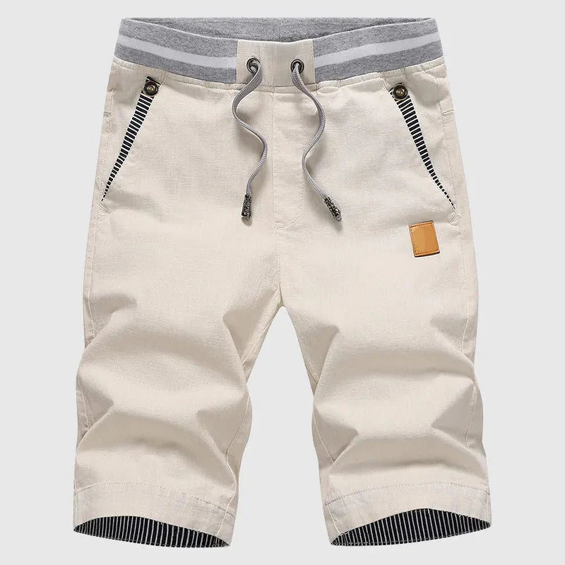 Unisex striped cotton summer shorts elastic drawstring waist breathable relaxed fit casual comfort