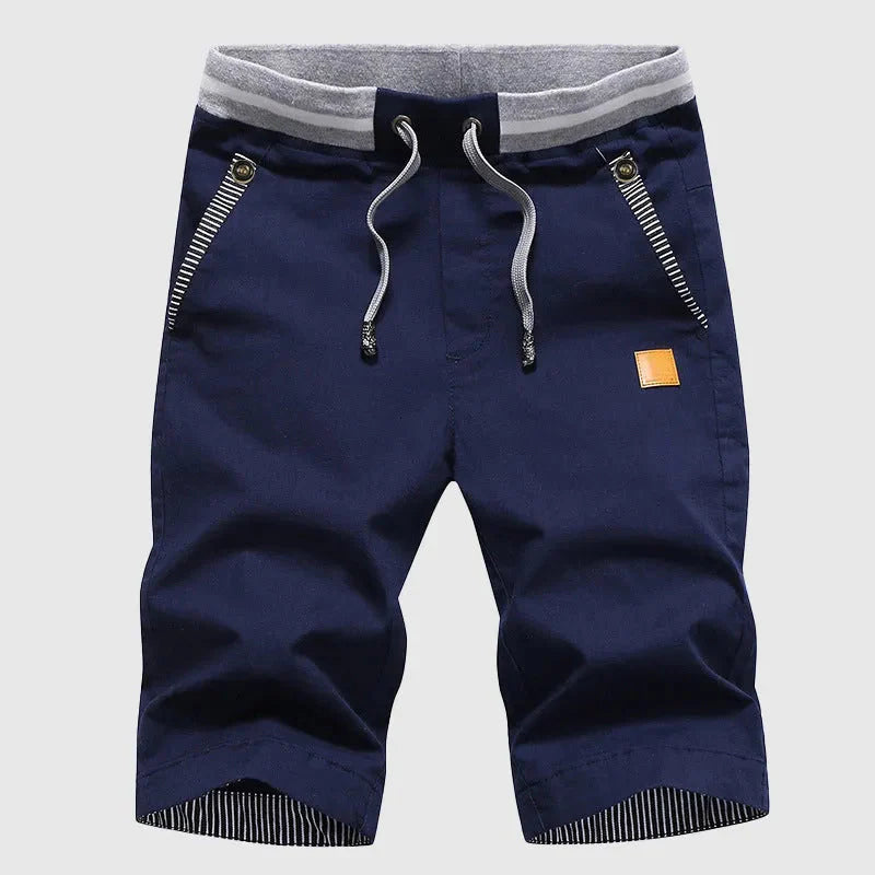 Unisex striped cotton summer shorts elastic drawstring waist breathable relaxed fit casual comfort