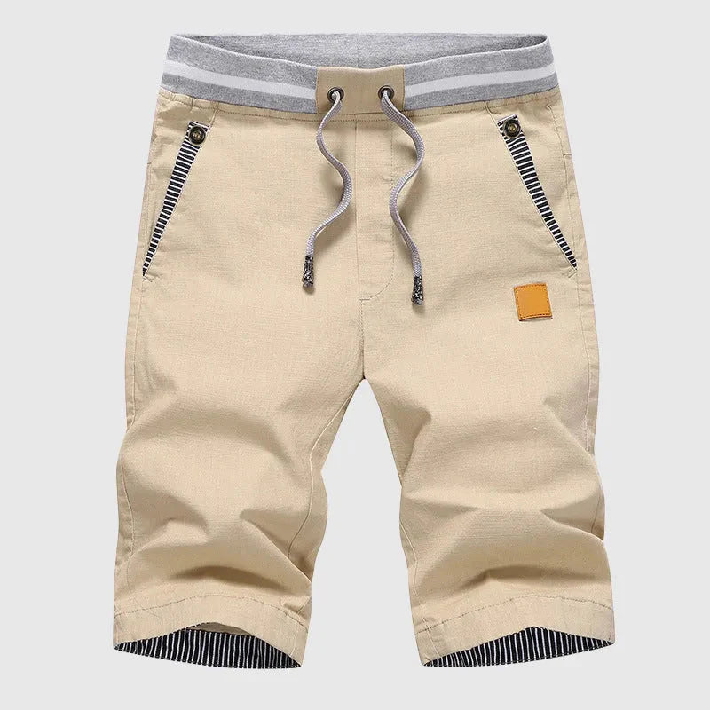 Unisex striped cotton summer shorts elastic drawstring waist breathable relaxed fit casual comfort